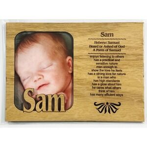 SAM Personalized Name Profile Laser Engraved Wood Picture Frame Magnet